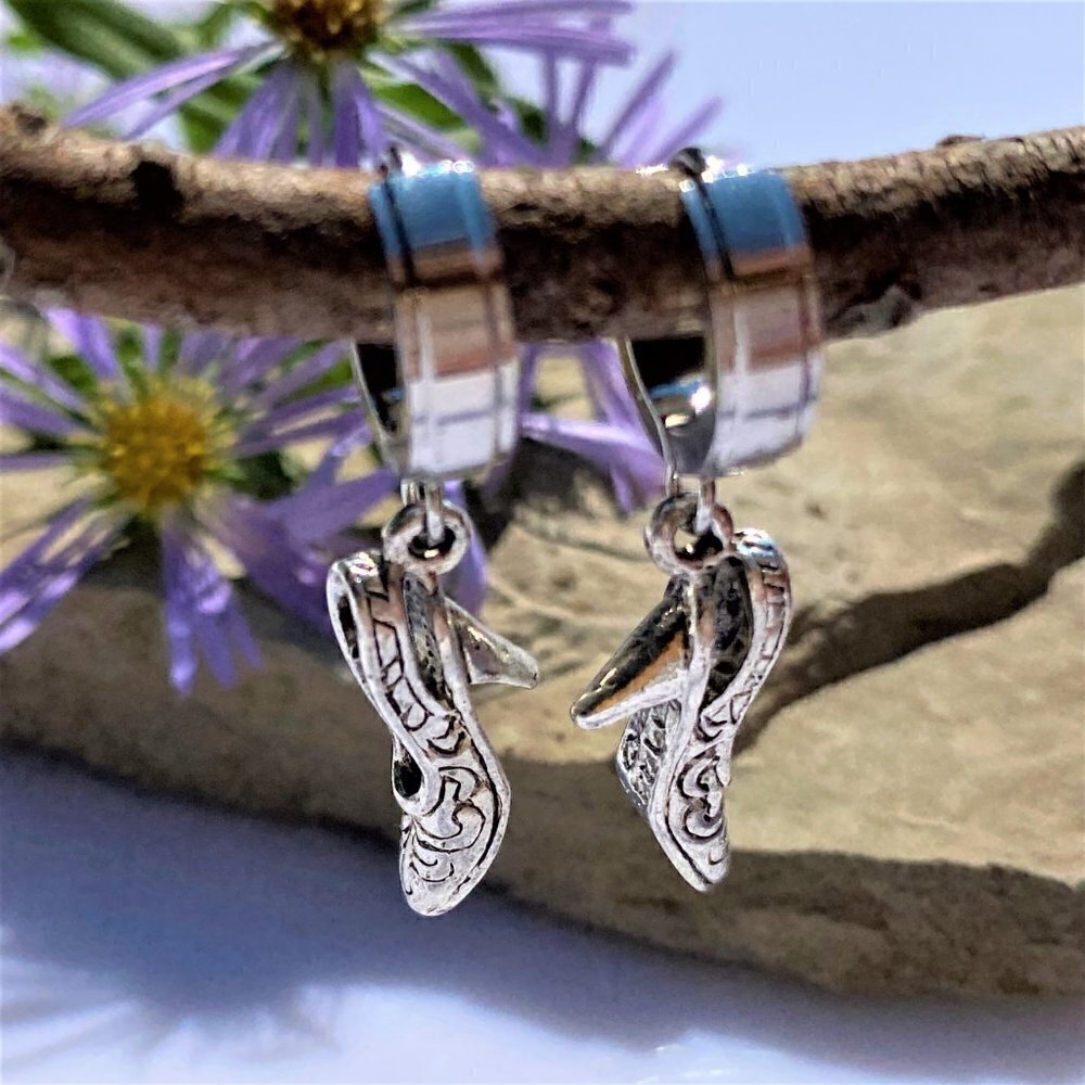Silver Shoe Charm Huggie Earrings